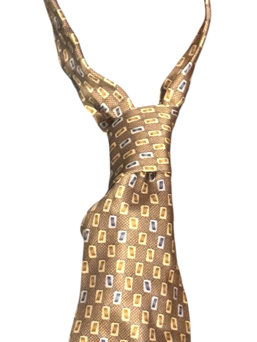 Puritan Stain Resistant Geometric Necktie Brown Gold Blue Retro